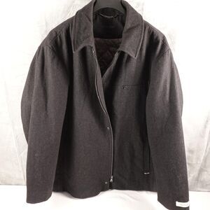 Calvin Klein Coat Mens 2XL Gray Wool Blend Zip Front Quilted Lined Winter